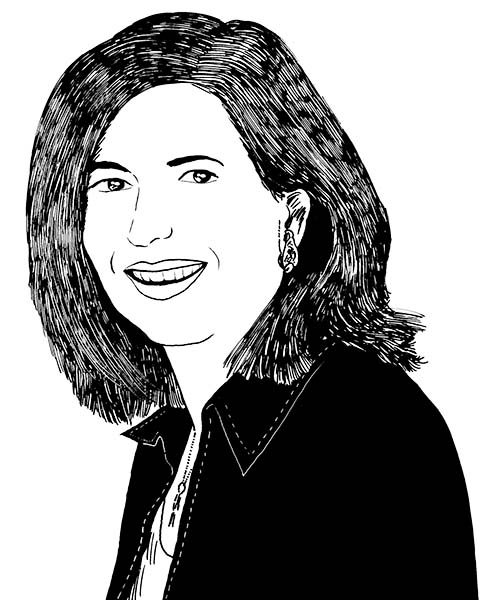 Black-and-white sketch of Sherri Kimmel 